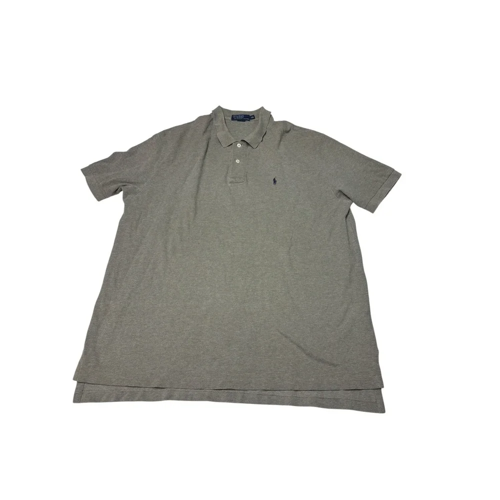 Polo Ralph Lauren Mens XXL Olive Green Short Sleeve Pique Polo Shirt Navy Pony